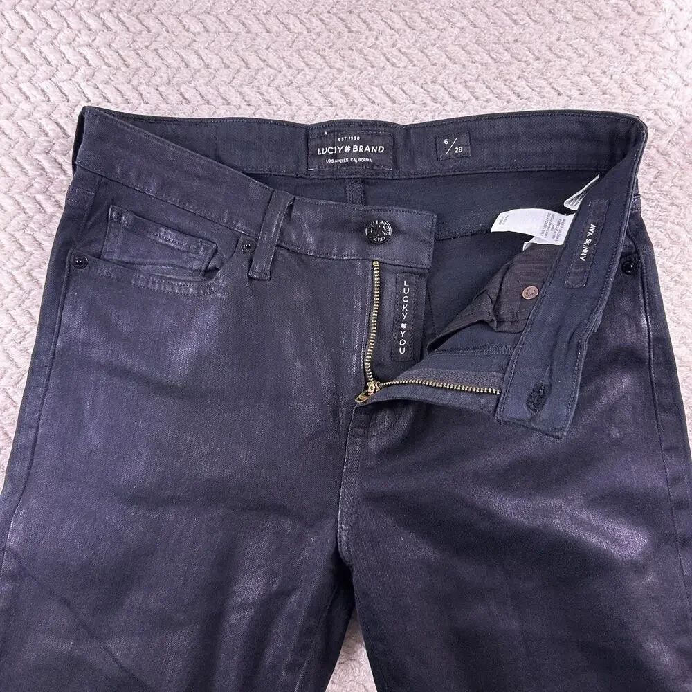 Lucky Brand Jeans Womens 6/28 Ankle Black‎ Wash AVA Mid Rise Skinny Denim
